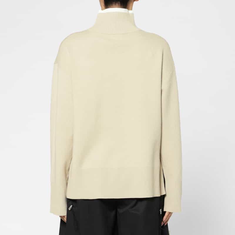 BARNEYS NEW YORK ウォッシャブル 2枚襟デザインニットプルオーバー BEIGE