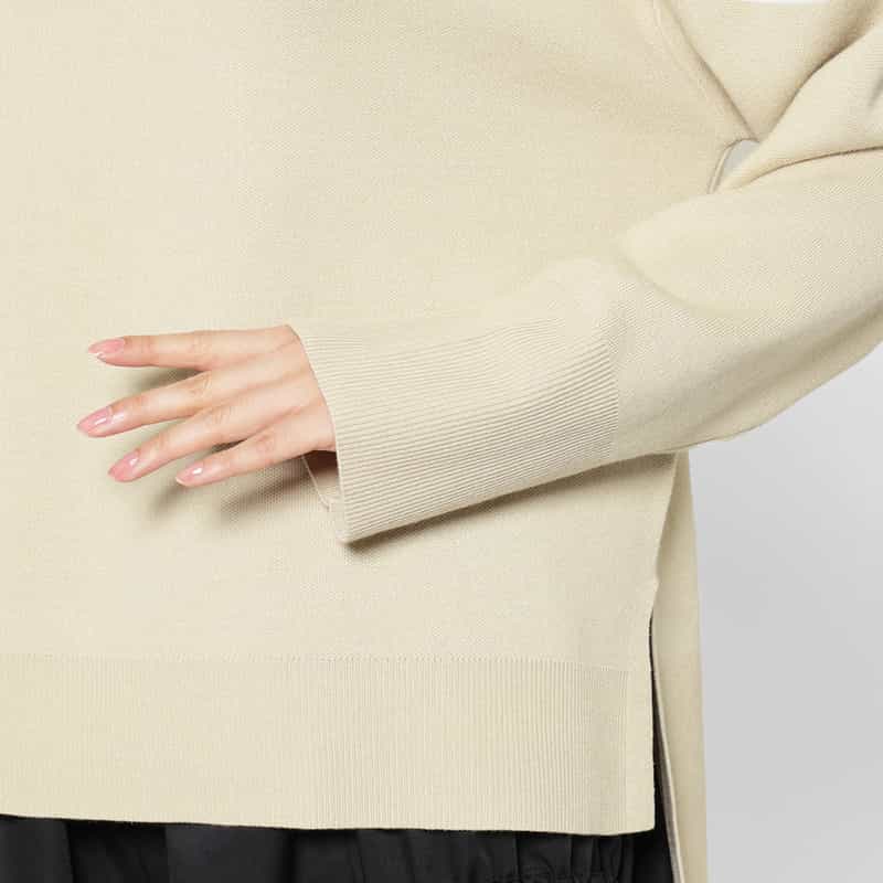 BARNEYS NEW YORK ウォッシャブル 2枚襟デザインニットプルオーバー BEIGE