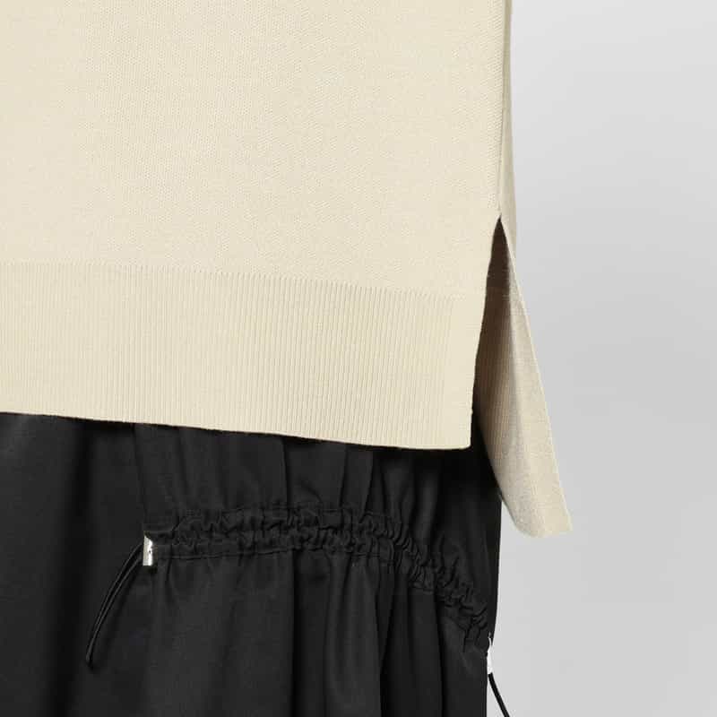 BARNEYS NEW YORK ウォッシャブル 2枚襟デザインニットプルオーバー BEIGE