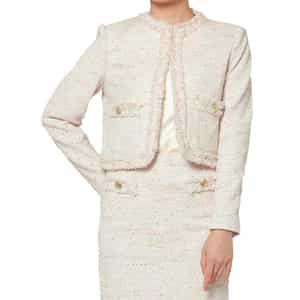 セットアップ ツイード素材 ノーカラーボレロジャケット