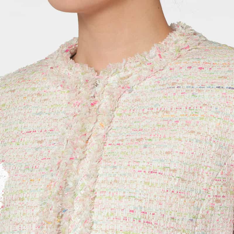 BARNEYS NEW YORK セットアップ ツイード素材 ノーカラーボレロジャケット MULTI COLOR