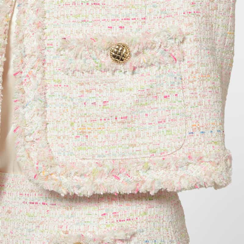 BARNEYS NEW YORK セットアップ ツイード素材 ノーカラーボレロジャケット MULTI COLOR