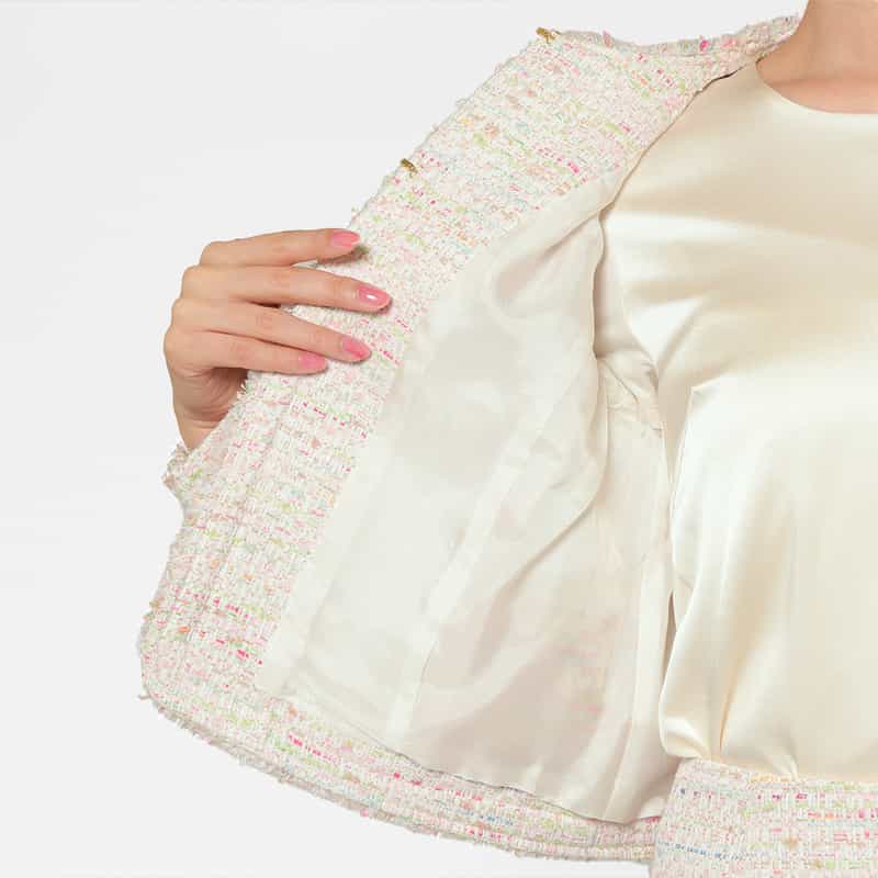 BARNEYS NEW YORK セットアップ ツイード素材 ノーカラーボレロジャケット MULTI COLOR