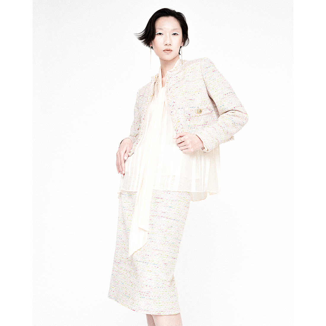 セットアップ ツイード素材タイトスカート