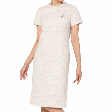 セットアップ ツイード素材ハーフスリーブドレス