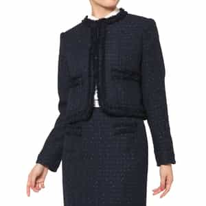 セットアップ ツイード素材 ノーカラーボレロジャケット