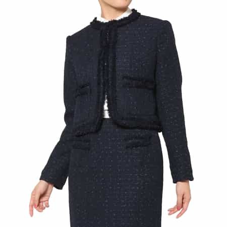 セットアップ ツイード素材 ノーカラーボレロジャケット