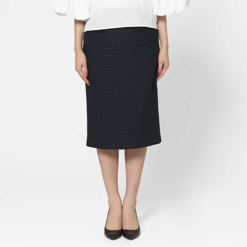 BARNEYS NEW YORK セットアップ ツイード素材タイトスカート NAVY