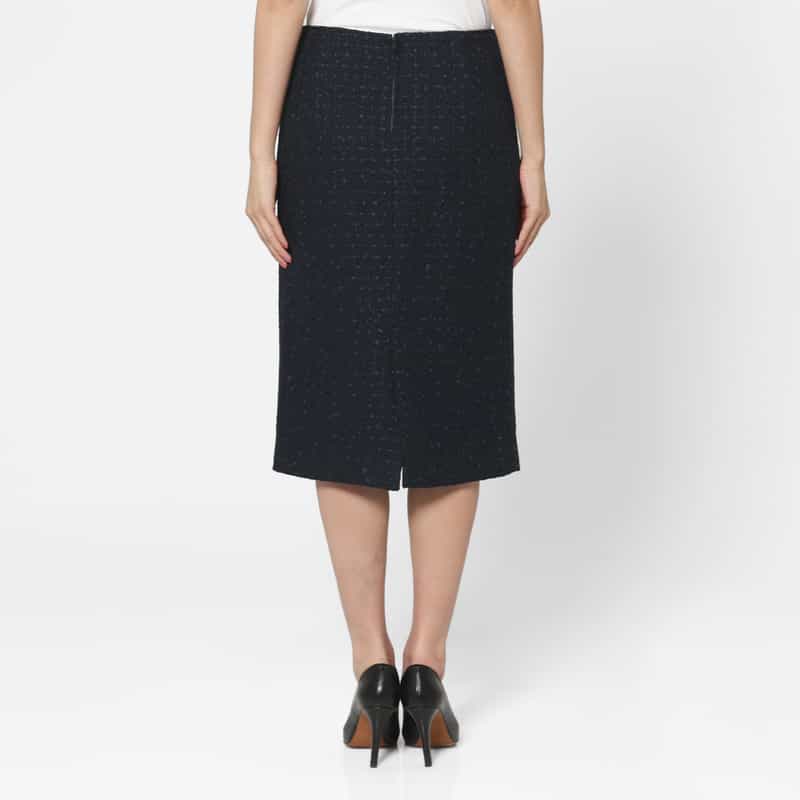 BARNEYS NEW YORK セットアップ ツイード素材タイトスカート NAVY