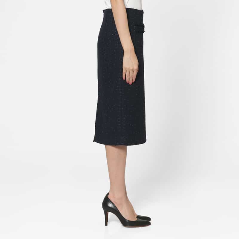 BARNEYS NEW YORK セットアップ ツイード素材タイトスカート NAVY