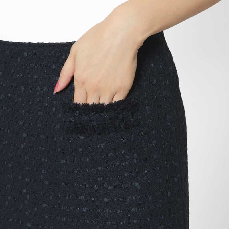 BARNEYS NEW YORK セットアップ ツイード素材タイトスカート NAVY