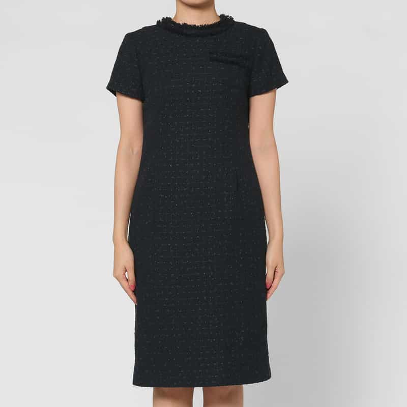 BARNEYS NEW YORK セットアップ ツイード素材ハーフスリーブドレス NAVY