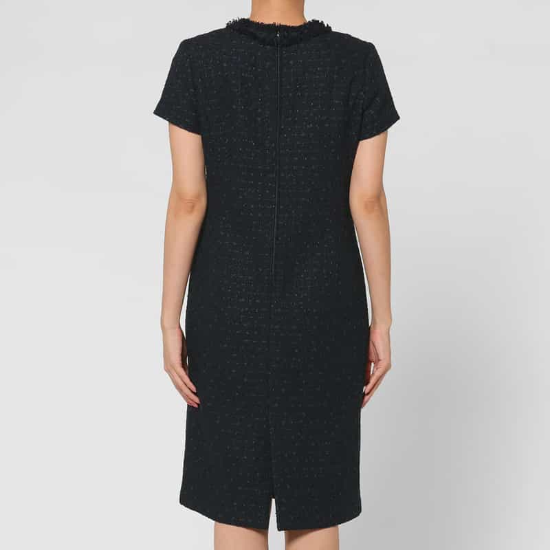 BARNEYS NEW YORK セットアップ ツイード素材ハーフスリーブドレス NAVY