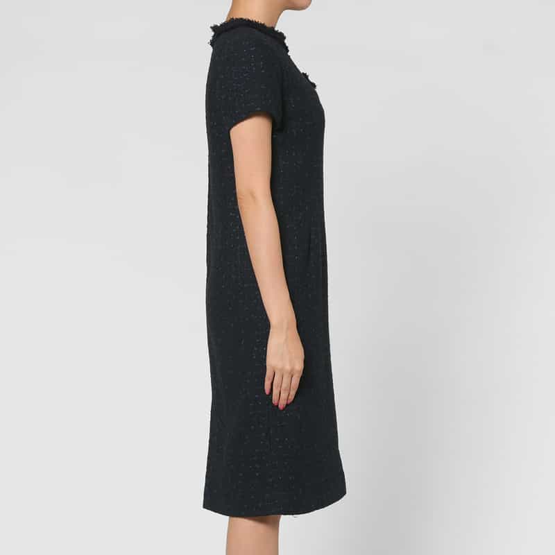 BARNEYS NEW YORK セットアップ ツイード素材ハーフスリーブドレス NAVY