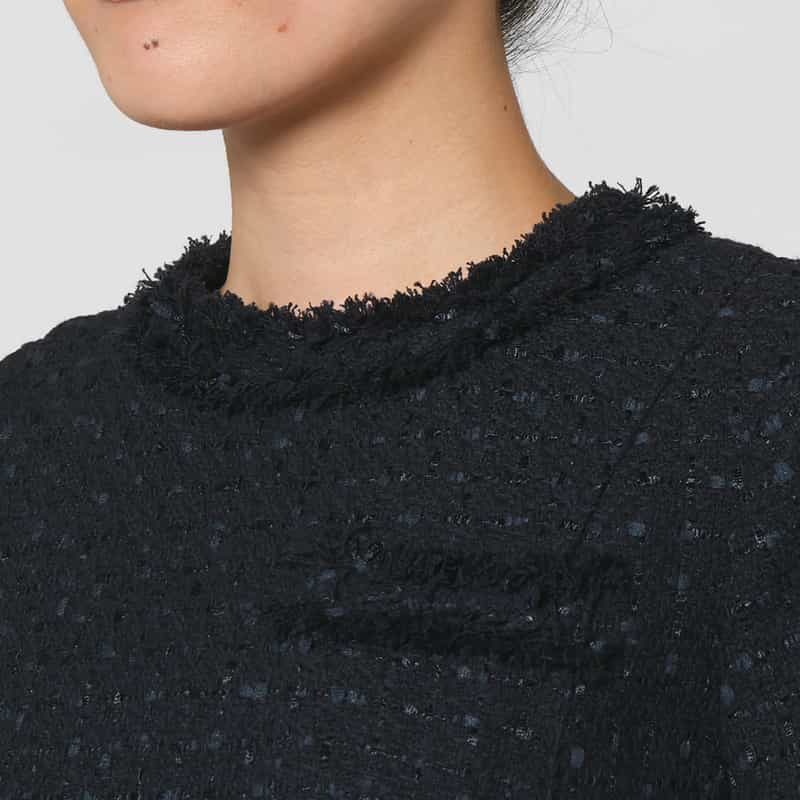 BARNEYS NEW YORK セットアップ ツイード素材ハーフスリーブドレス NAVY