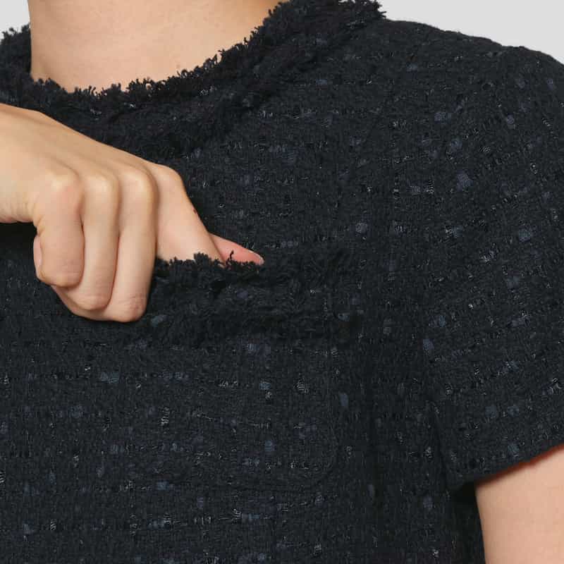 BARNEYS NEW YORK セットアップ ツイード素材ハーフスリーブドレス NAVY