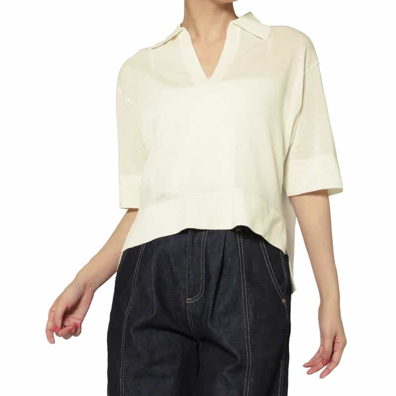 PIPPIOLINO PIPPIOLINO＜ピッピオリーノ＞ スキッパーニットプルオーバー WHITE