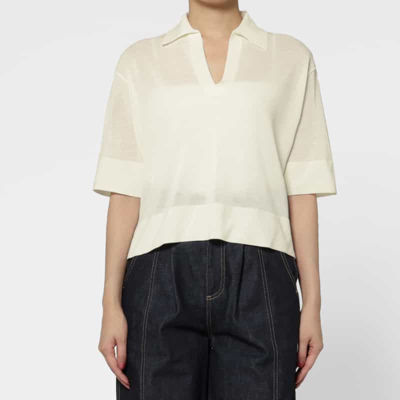 PIPPIOLINO PIPPIOLINO＜ピッピオリーノ＞ スキッパーニットプルオーバー WHITE