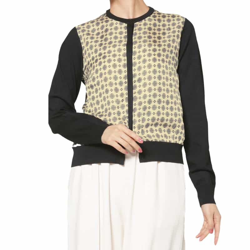 PIPPIOLINO PIPPIOLINO＜ピッピオリーノ＞ バーニーズ　ニューヨーク限定 シルクコンビネーションニットカーディガン BLACK