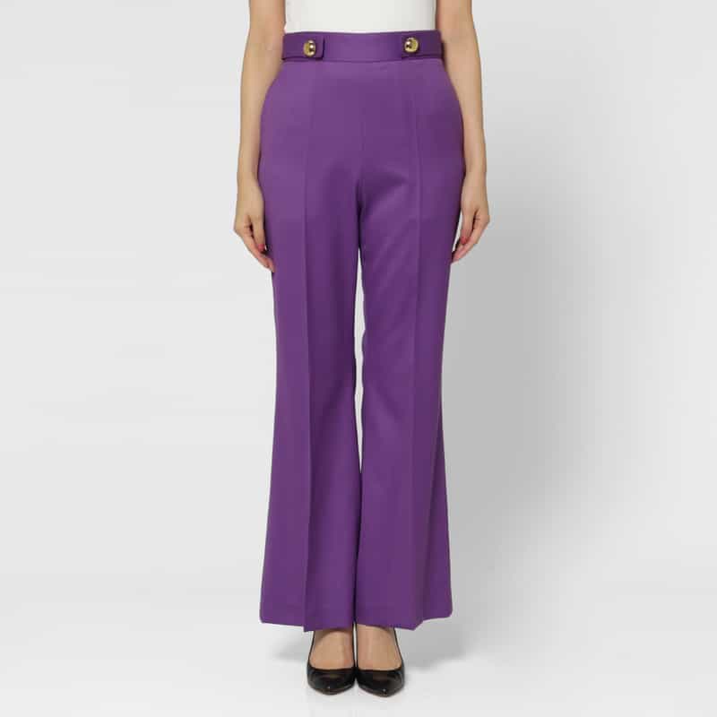 BARNEYS NEW YORK ゴールドボタン センタータックパンツ PURPLE
