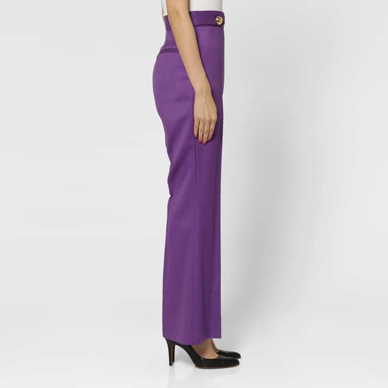 BARNEYS NEW YORK ゴールドボタン センタータックパンツ PURPLE