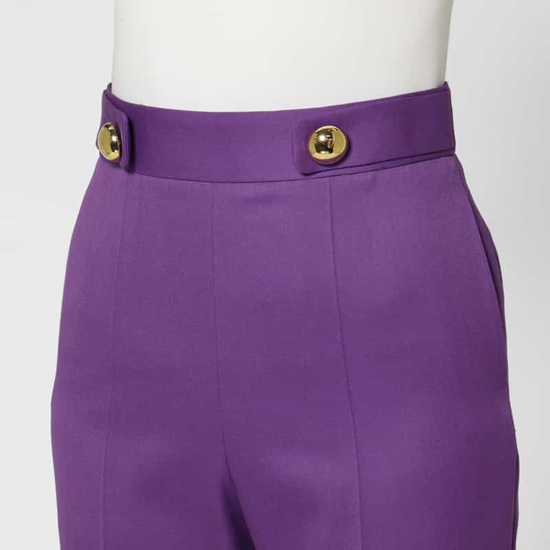 BARNEYS NEW YORK ゴールドボタン センタータックパンツ PURPLE