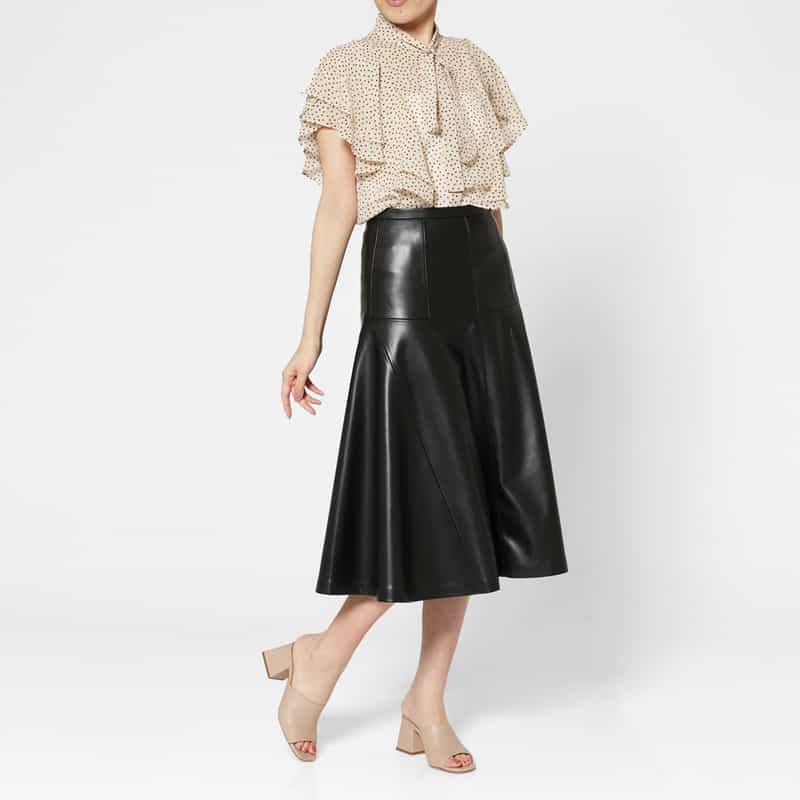 BARNEYS NEW YORK ウォッシャブル ドットプリント シアー素材ボウタイブラウス BEIGE