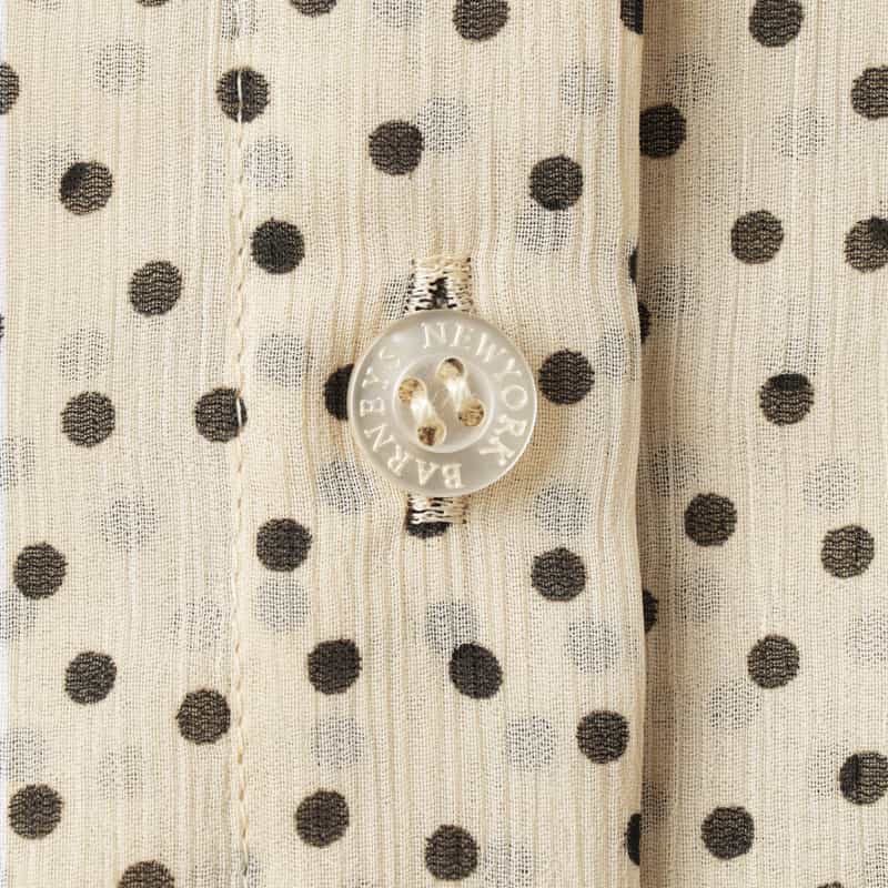 BARNEYS NEW YORK ウォッシャブル ドットプリント シアー素材ボウタイブラウス BEIGE