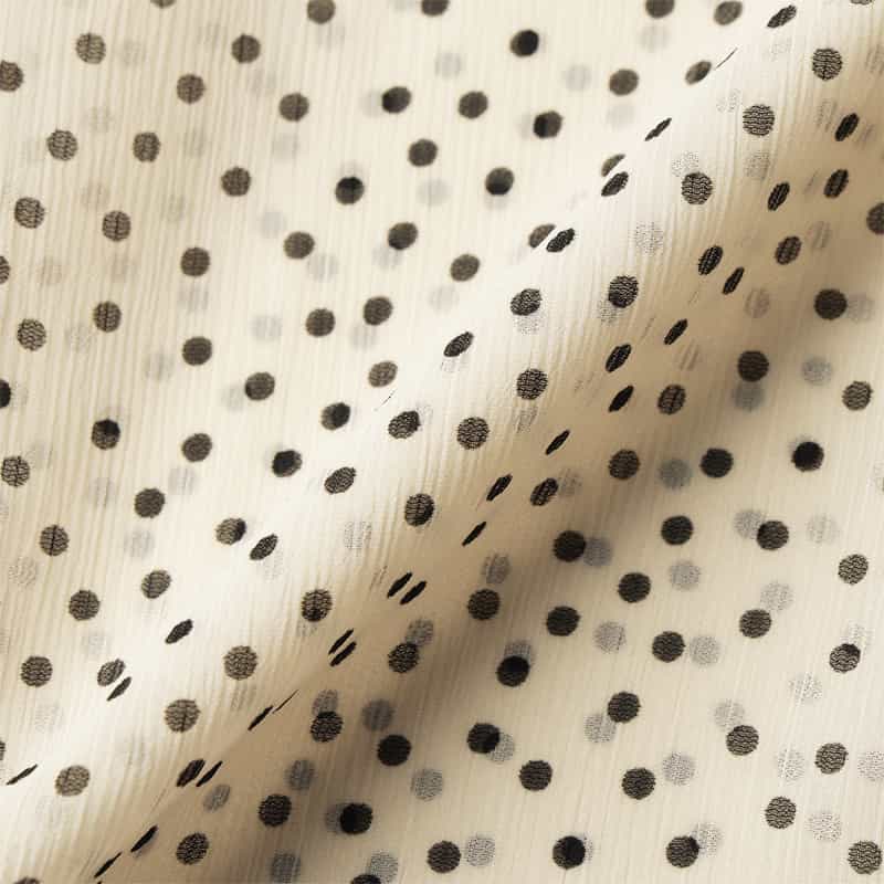 BARNEYS NEW YORK ウォッシャブル ドットプリント シアー素材ボウタイブラウス BEIGE