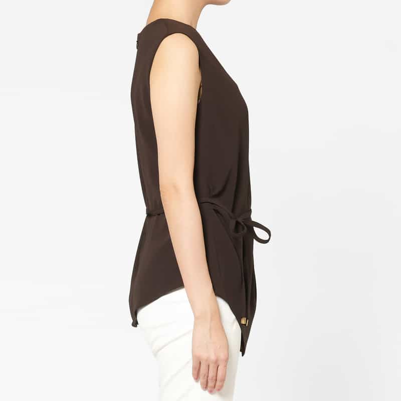 BARNEYS NEW YORK アシンメトリーデザイン ドレープブラウス BROWN