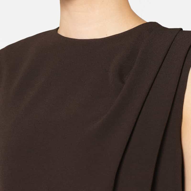 BARNEYS NEW YORK アシンメトリーデザイン ドレープブラウス BROWN