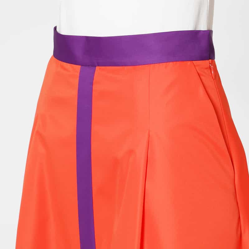 BARNEYS NEW YORK ウォッシャブル バイカラーフレアスカート ORANGE