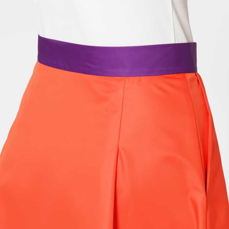 BARNEYS NEW YORK ウォッシャブル バイカラーフレアスカート ORANGE