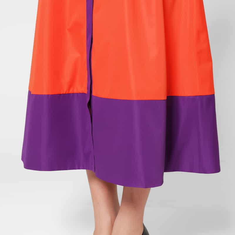 BARNEYS NEW YORK ウォッシャブル バイカラーフレアスカート ORANGE