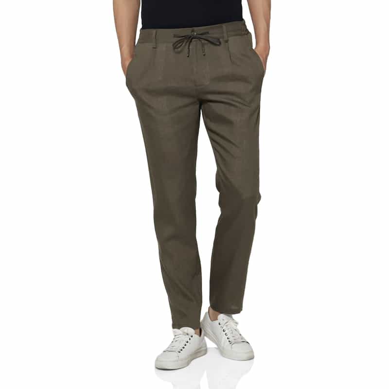 BERNARDO GIUSTI BERNARDO GIUSTI＜ベルナルド ジュスティ＞ バーニーズ　ニューヨーク限定リネンウール素材ストレッチパンツ KHAKI