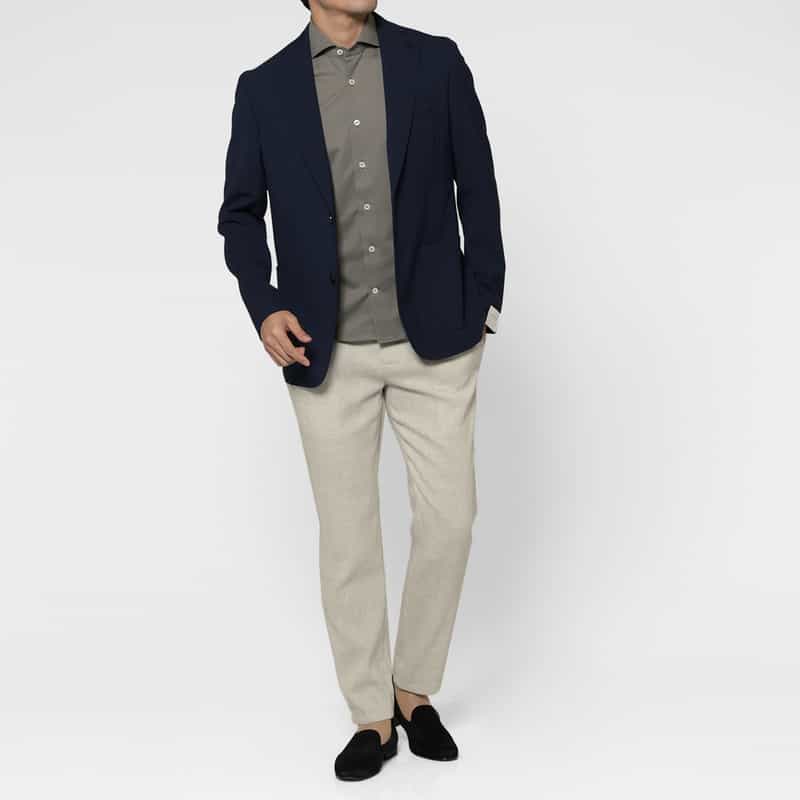 BERNARDO GIUSTI BERNARDO GIUSTI＜ベルナルド ジュスティ＞ バーニーズ　ニューヨーク限定リネンウール素材ストレッチパンツ LIGHT GRAY