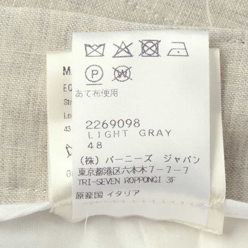 BERNARDO GIUSTI BERNARDO GIUSTI＜ベルナルド ジュスティ＞ バーニーズ　ニューヨーク限定リネンウール素材ストレッチパンツ LIGHT GRAY