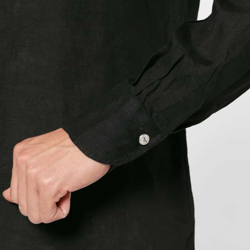 FINAMORE FINAMORE＜フィナモレ＞ バーニーズ　ニューヨーク限定リネンウエスタンシャツ"LUIGI" BLACK