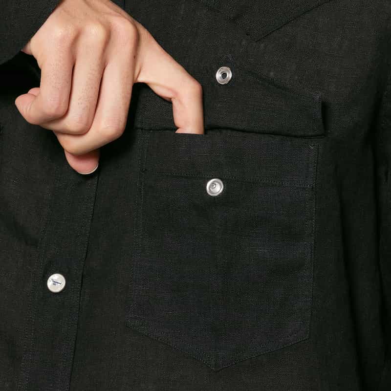 FINAMORE FINAMORE＜フィナモレ＞ バーニーズ　ニューヨーク限定リネンウエスタンシャツ"LUIGI" BLACK