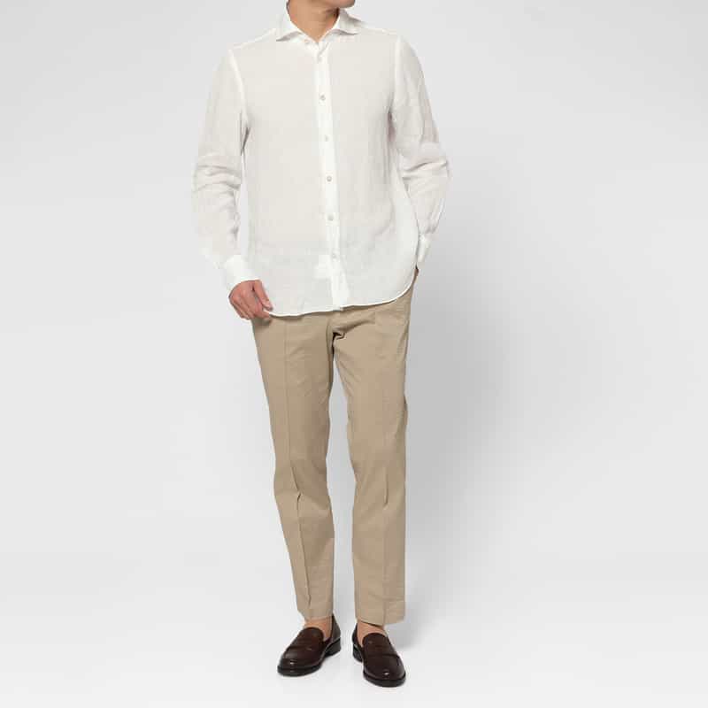 FINAMORE FINAMORE＜フィナモレ＞ リネンシャツ"PANTELLERIA" WHITE