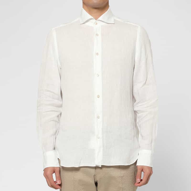 FINAMORE FINAMORE＜フィナモレ＞ リネンシャツ"PANTELLERIA" WHITE