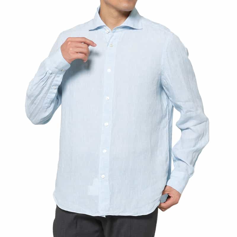 FINAMORE FINAMORE＜フィナモレ＞ リネンシャツ"PANTELLERIA" BLUE