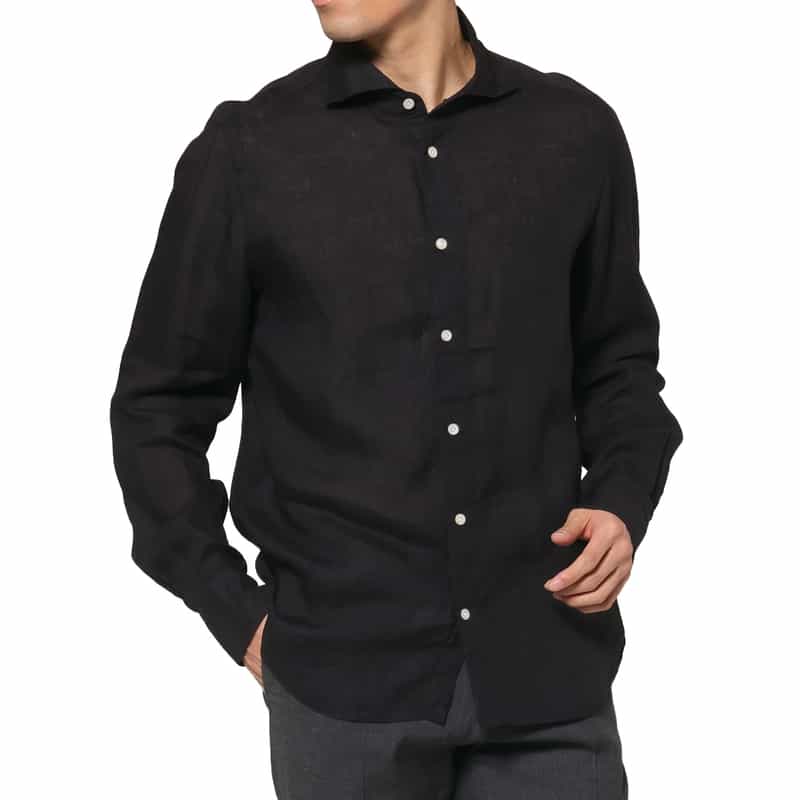 FINAMORE FINAMORE＜フィナモレ＞ リネンシャツ"PANTELLERIA" BLACK