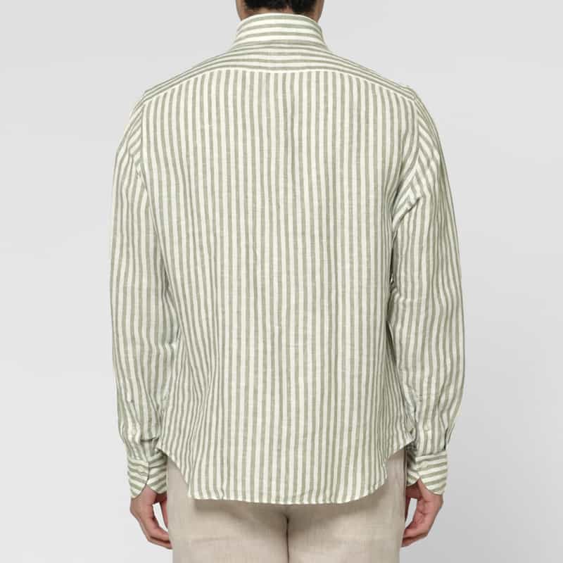 FINAMORE FINAMORE＜フィナモレ＞ ストライプ柄リネンシャツ"PANTELLERIA" GREEN