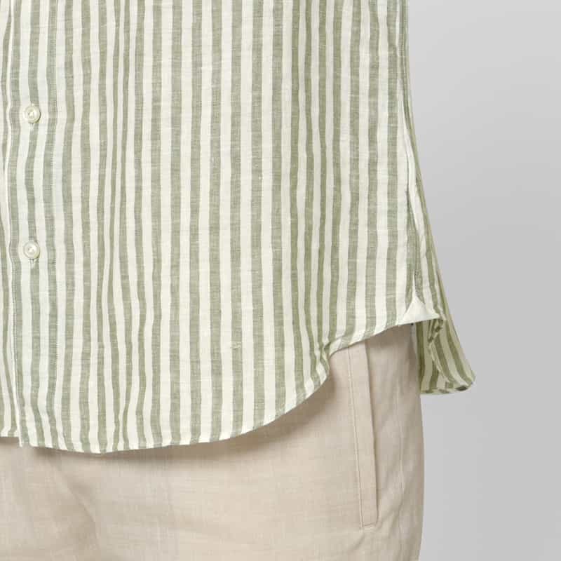 FINAMORE FINAMORE＜フィナモレ＞ ストライプ柄リネンシャツ"PANTELLERIA" GREEN