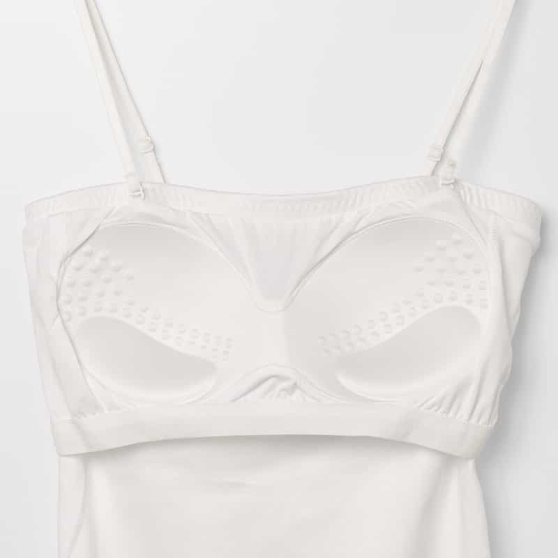 BARNEYS NEW YORK ウォッシャブル カップ付きベアトップキャミソール WHITE