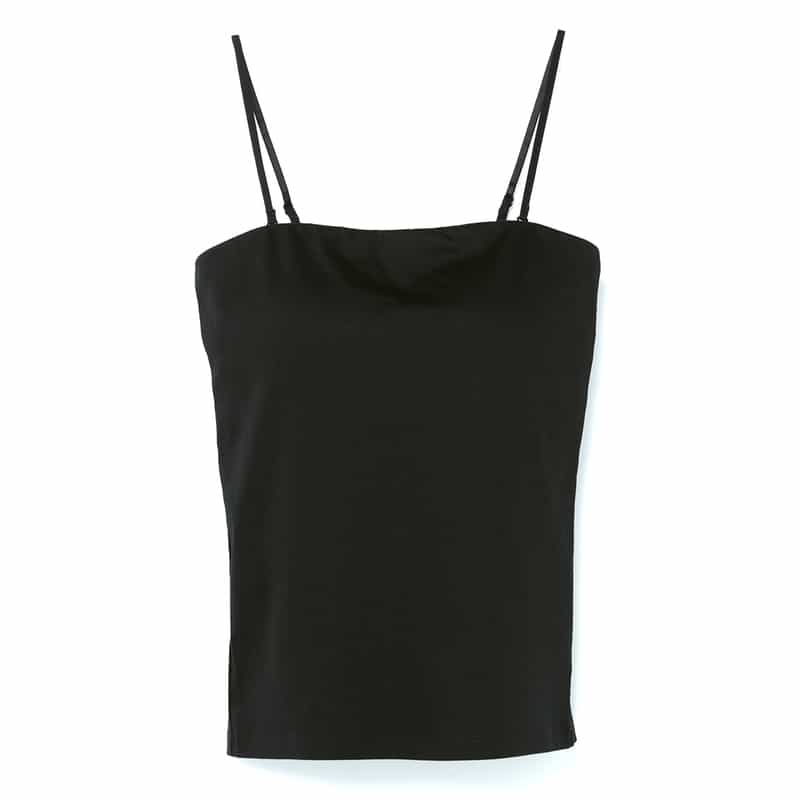 BARNEYS NEW YORK ウォッシャブル カップ付きベアトップキャミソール BLACK