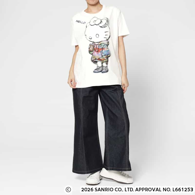 TRIPPY ART TRIPPY ART＜トリッピー アート＞ バーニーズ　ニューヨーク限定プリントTシャツ “HELLO KITTY“ WHITE