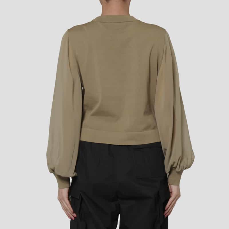 HYKE HYKE＜ハイク＞ シアースリーブ クロップドニットプルオーバー BEIGE