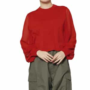 HYKE＜ハイク＞ シアースリーブ クロップドニットプルオーバー